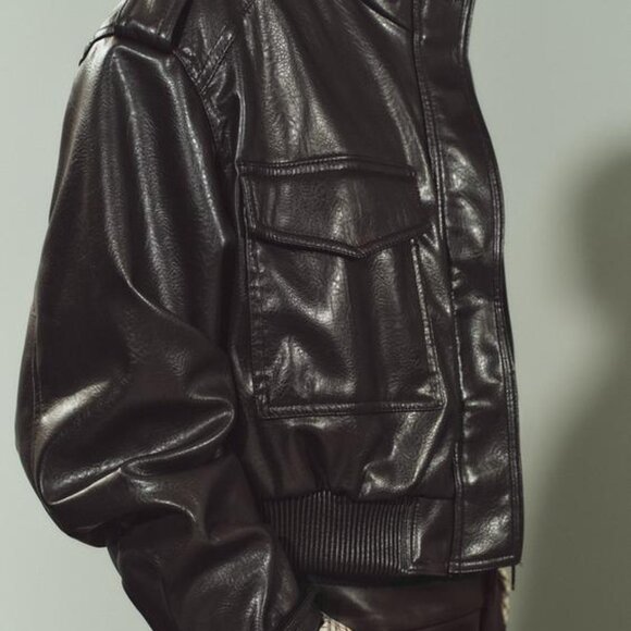 ZARA FAUX LEATHER CROPPED JACKET - Picture 4 of 12